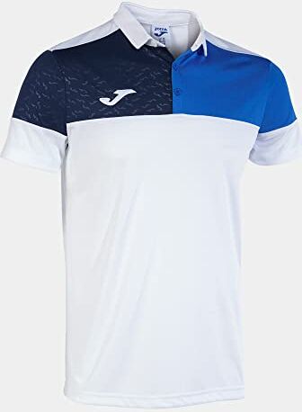 Joma Polo m/c Uomo Crew V Bianco Blu Reale Blu Navy