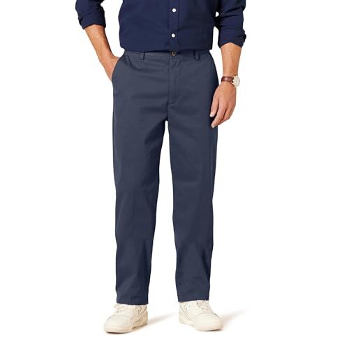 Amazon Essentials Pantaloni Chino Classici Piatti sul Davanti e Resistenti alle Pieghe (Disponibili nelle Taglie Big & Tall) Uomo, Blu Marino, 56W / 30L