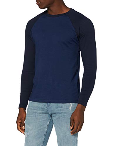 Urban Classics Raglan Contrast LS T-Shirt, Blu Scuro/Blu Navy Midnight, XXL Uomo