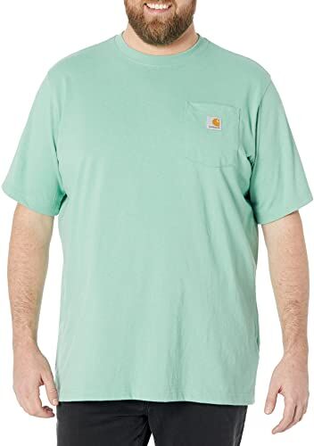 Carhartt T-Shirt Pesante K87 Con Taschino, Vestibilità Comoda, Manica Corta, Uomo, Verde (Sea Green Heather), S