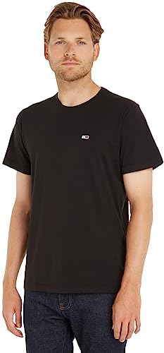 Tommy Jeans TJM SLIM JERSEY C NECK EXT, S/S Knit Tops Uomo, Nero (Black), XS