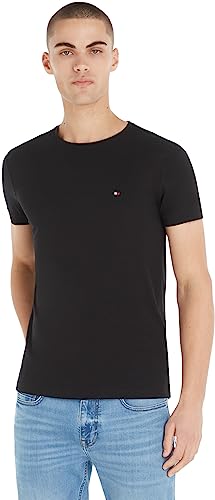 Tommy Hilfiger T-shirt Maniche Corte Uomo Core Stretch Slim Fit, Nero (Black), XS