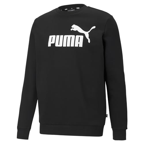 Puma Ess Big Logo Crew FL Felpa Uomo, Nero (Black), XXL