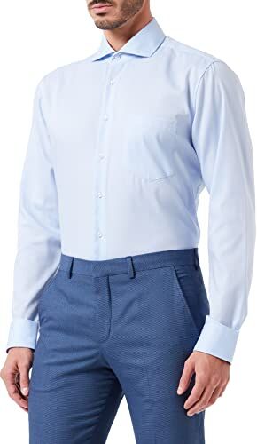 Seidensticker Regular Bügelfrei Kent Langarm, Camicia Uomo, Blu (Hellblau), 40