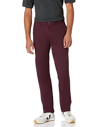 Amazon Essentials Pantaloni Chino Elasticizzati Casual dalla vestibilità Sportiva (Disponibili in Taglie Extra Forti) Uomo, Bordeaux, 31W / 32L