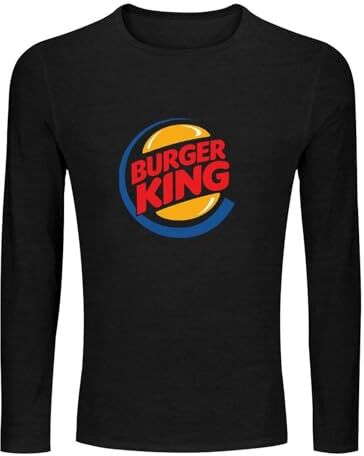 YOUSICHUANG Burger King Men's 100% Cotton Tee Crewneck Unisex Long Sleeve T-Shirt Black XL