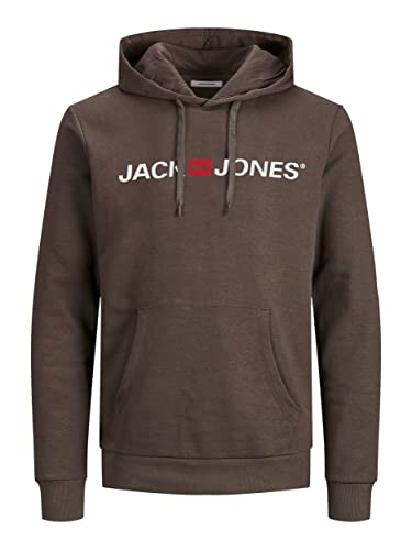 Jack & Jones Felpa con Cappuccio da Uomo con Logo, Marrone (Latch/Reg Fit), XL