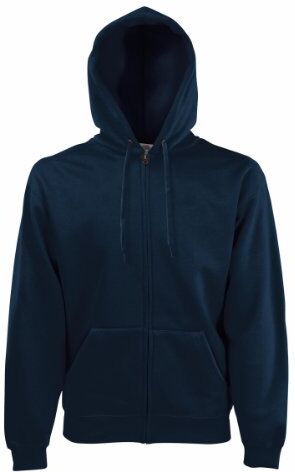 Fruit of the Loom Zip, Felpa con cappuccio, Uomo, Blu (Deep Navy), Small