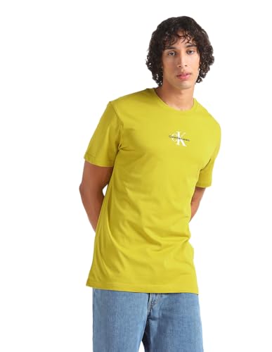 Calvin Klein Monologo Regular Tee J30j323483, Maglia A Maniche Corte Uomo, Giallo (Tonic Yellow), S