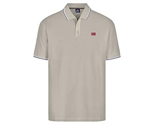 Norway Nautical School Polo Norway Uomo a Manica Corta, Colletto giricollo con righino in Contrasto, 100% Cotone