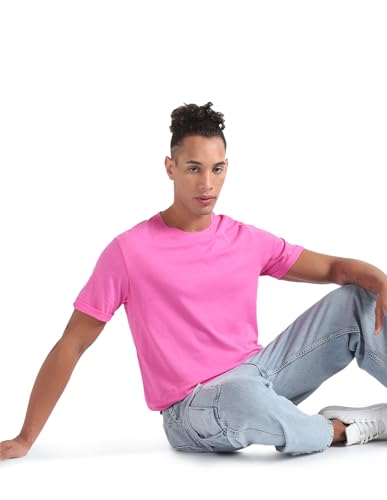 Calvin Klein Badge Turn UP Sleeve  Top in Maglia a Maniche Corte, Rosa (Pink Amour), XXL Uomo