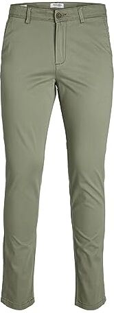 Jack & Jones Pantalone Chino Uomo, con Elastico, Taglio Conico, Aderente, Look Slim Fit, Modello JPSTMARCO JJBOWIE., Colore:Verde, Taglia Pantalone:29W / 34L, Lunghezza della Gamba:L34