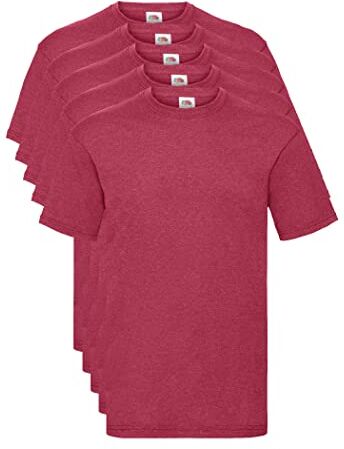 Fruit of the Loom Valueweight 5 Pack T-Shirt, Rosso (Vintage Heather Red Vh), Large (Pacco da 5) Uomo