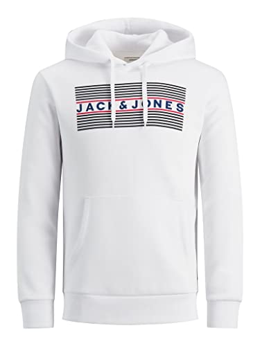 Jack & Jones Jjecorp Logo Sweat Hood Noos Felpa, Bianco (White Detail 3), XXL Uomo