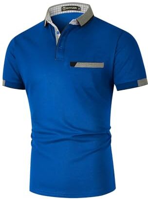 GHYUGR Elegante Polo da Uomo Manica Corta T Shirt Cotone Cucitura Classica Maglietta Commerciale Camicia per L'Ufficio (XXL, Blu 2, XX_l)