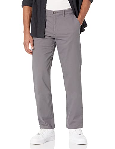 Amazon Essentials Pantaloni Chino Elasticizzati Casual Dritti Uomo, Grigio Scuro, 38W / 32L