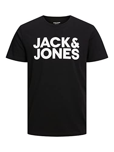 Jack & Jones JJECORP LOGO TEE SS O-NECK NOOS, T-Shirt Uomo, Nero (Black Fit:Slim/Large Print/White), S