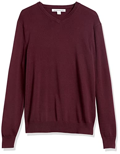 Amazon Essentials Maglione con Scollo a V (Disponibile in Taglie Extra Forti) Uomo, Bordeaux, L