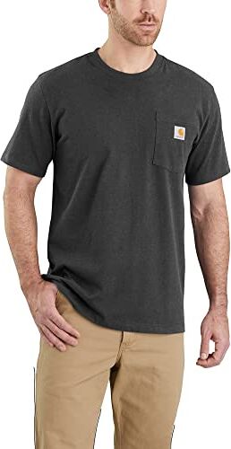 Carhartt T-Shirt Pesante K87 Con Taschino, Vestibilità Comoda, Manica Corta, Unisex Adulto, Grigio (Carbone Heather), S