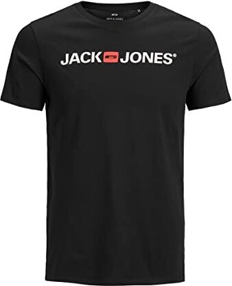 Jack & Jones JJECORP Logo Tee SS Crew Neck Noos T-Shirt, Nero (Black Detail: Slim Fit), X-Large Uomo