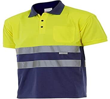 Velilla 173; Polo Bicolore Manica Corta AV; Colore Blu marino e Giallo Fluo; Taglia S