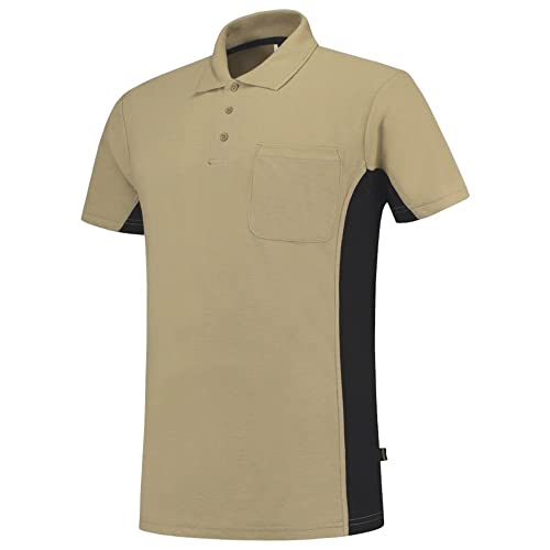 Tricorp Workwear Polo con taschino bicolore, 50% cotone pettinato, 50% poliestere, 180 g/m², colore cachi, taglia XL