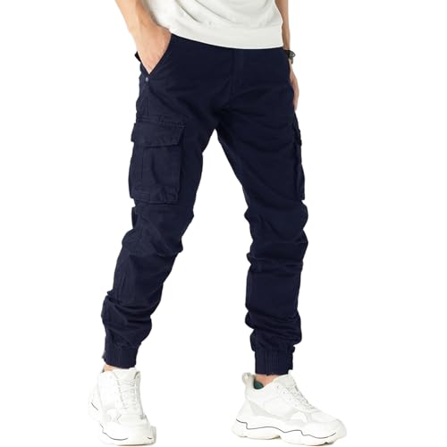 Toocool Pantaloni Uomo Cargo Militari tasconi Laterali Casual Cotone G6538 [30/tg 44,F7210 Estivo Blu]