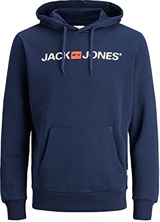 Jack & Jones Felpa da Uomo con Cappuccio e Logo, Blu (Insignia Blue/Reg Fit), XXL