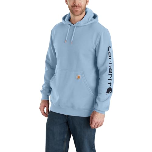 Carhartt Felpa Vestibilità Ampia, Media Pesantezza, Con Logo Sulla Manica, Uomo, Blu (Nebbia Blu), S