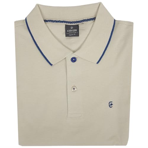 Coveri Maglia Polo da Uomo Manica Lunga 100% Puro Cotone Leggera M L XL XXL XXXL (XXL Sabbia)