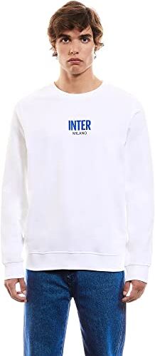 Inter , Felpa Girocollo Uomo, Prodotto Ufficiale, Collezione Esclusiva Target Unisex-Adulto, Bianco, Large