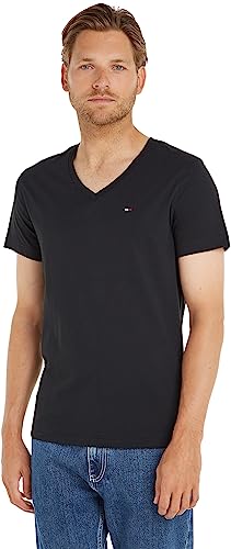 Tommy Jeans TJM ORIGINAL JERSEY V NECK TEE, Maglietta, Uomo, TOMMY BLACK, L