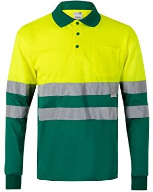 Velilla 175 Polo bicolore alta visibilità, manica lunga (Taglie XL) colore verde e Giallo fluo