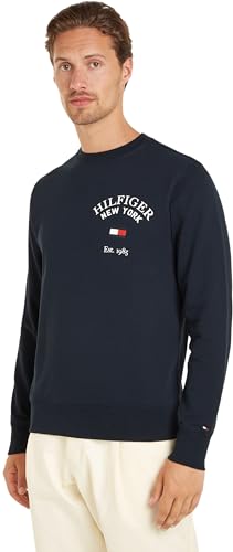 Tommy Hilfiger WCC Arched Varsity Sweatshirt  Felpe, Blu (Desert Sky), XS Uomo