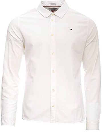 Tommy Jeans Original Stretch, Camicia Uomo, Classic White, XS