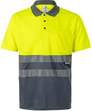 Velilla 173; Polo Bicolor Manica Corta AV; Colore Grigio e Giallo Fluoro; Taglia S