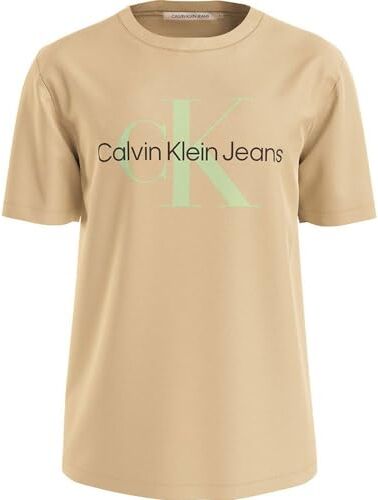 Calvin Klein Seasonal MONOLOGO Tee J30J320806 Magliette a Maniche Corte, Beige (Warm Sand), S Uomo