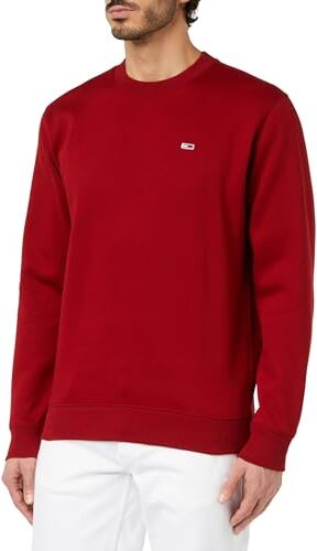 Tommy Jeans Tjm Regular Fleece C Neck , Felpe Uomo, Rosso (Magma Red), XS