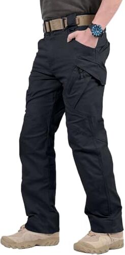 YAOBAOLE Pantaloni cargo da uomo lunghi tattici militari pantaloni da combattimento da uomo con tasche multiple universali, Blu scuro, M