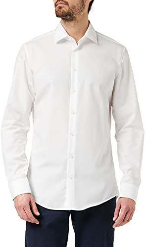 Seidensticker Business Hemd Slim Fit Bügelfrei Kent Langarm, Camicia Uomo, Bianco (Weiß), 42