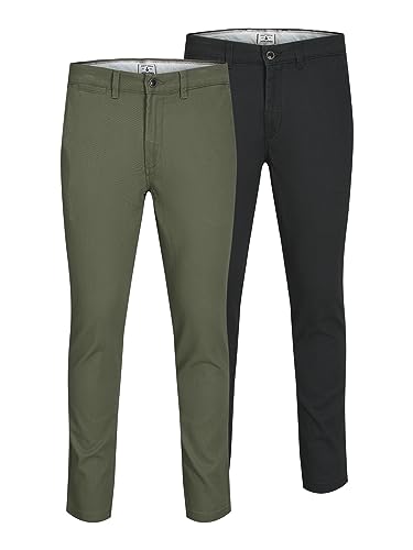 Jack & Jones Jjimarco Jjdave Sa 2 Pack Pantaloni, Schwarz, 33/32 Uomo