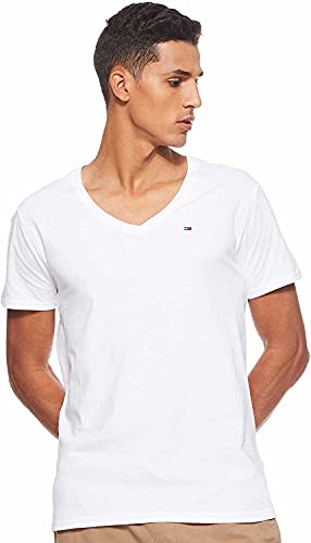 Tommy Jeans TJM ORIGINAL JERSEY V NECK TEE, Maglietta, Uomo, CLASSIC WHITE, L