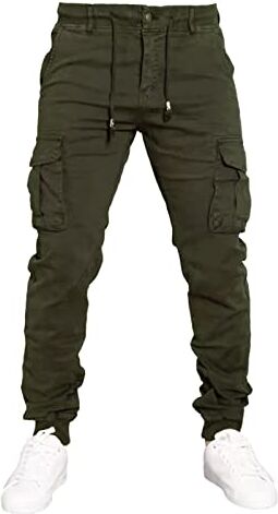 Toocool Pantaloni Uomo Cargo Militari tasconi Laterali Casual Cotone G6538 [38/tg 52,G6601 Verde]