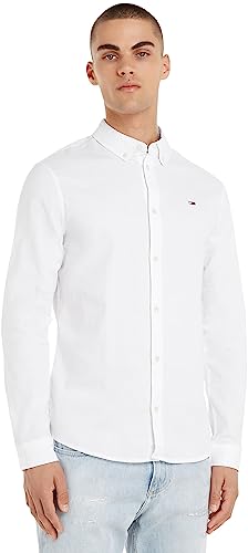 Tommy Jeans TJM SLIM STRETCH OXFORD SHIRT, L/S Shirts / Woven Tops Uomo, Bianco (White), XXL