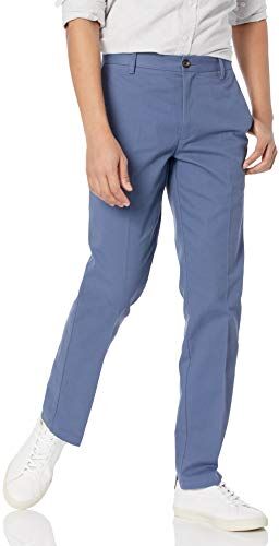 Amazon Essentials Chino Senza Pinces Anti-Grinze Slim Uomo, Indaco, 34W / 33L