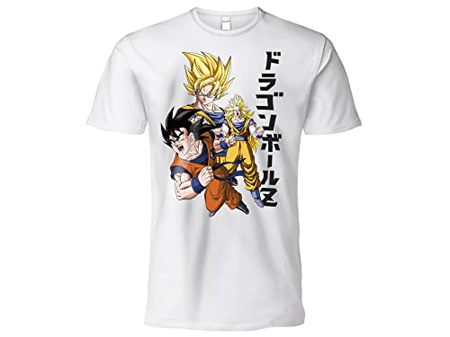 Sabor srl T Shirt Modello Goku Super Saiyan. Bianca. Maniche Corte. 100% Cotone. Unisex. Prodotto ufficiale. Taglie da Bambino Adulto e Ragazzo (7-8 anni)