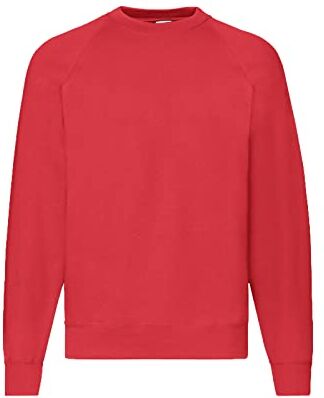 Fruit of the Loom Felpa da uomo con maniche raglan, in diverse taglie e colori, Colore: rosso, L