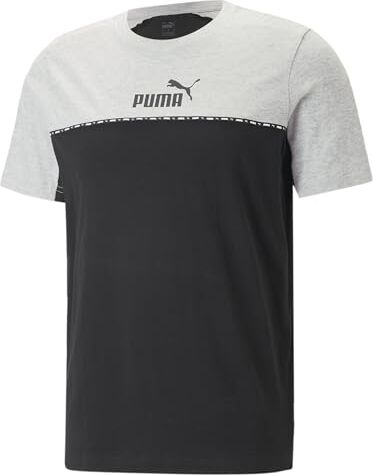 Puma Ess Block X Tape Tee, Uomo, Grigio Chiaro, XXL