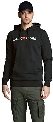 Jack & Jones Jjecorp Logo Sweat Hood Noos Regular Fit Felpa con Cappuccio, Black, XXL Uomo