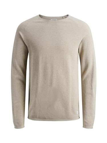 Jack & Jones Maglione Uomo Collo Rotondo Maglia Basica Manica Lunga Cotone JJEHILL., Colore:Marrone-4, Dimensione Maglia:L